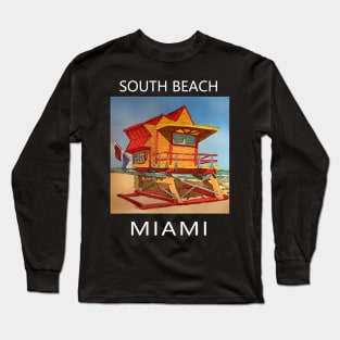 South Beach Lifeguard Tower in Miami Florida - Welshdesigns Long Sleeve T-Shirt